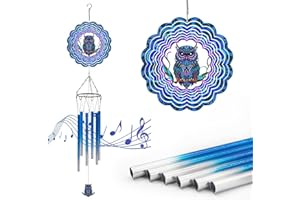 TICKTIME Owl Garden Ornaments outdoor, Wind Chimes for Garden Birthday Presents for Mum Unique, Pinwheels Wind Spinners outdoor, Owl Gardening Gifts for Women, Mum, Grandma