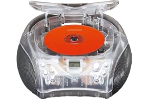 Lenco SCD-24 - Lettore CD per bambini - Radio CD - Impianto stereo - Boombox - Sintonizzatore radio FM - Titolo memoria - 2 x 1,5 W RMS - Alimentazione a corrente e a batteria - Trasparente SCD-24TR