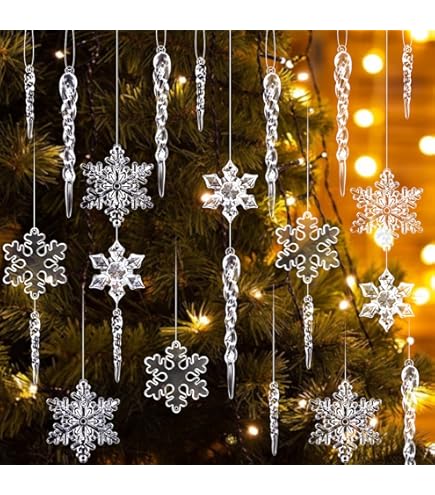 16 Pièces Décorations De Noël Pendentif Stalactites Sapin Noël Glaçon