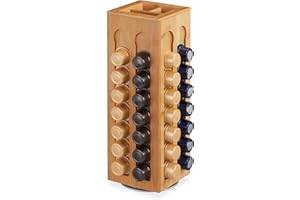 Relaxdays rangement capsule Cafissimo, rotatif, porte capsules Cafissimo, bambou, HLP: 40,5 x 14 x 14 cm, nature