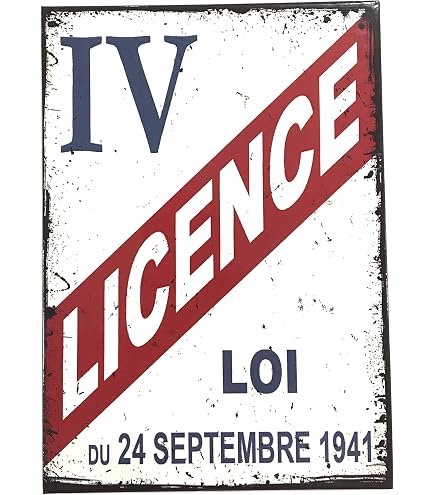 Plaque Murale Licence IV En Métal Vintage - 30x20 Cm, Décoration Bar Bistrot, Ambiance Rétro, Fixation Facile