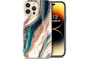 GVIEWIN Compatible con Funda iPhone 14 Pro 6.1" 2022,[10FT Grado militar a prueba de golpes]Mármol Resistente a los arañazos Delgado Suave TPU Funda protectora para parachoques,Arenas de deriva/marrón