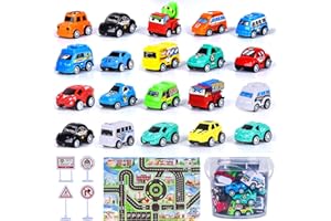 FORMIZON 20 Pièces Vehicules de Chantier, Voiture Jouet Enfant avec Tapis de Jeu, Jouets Voiture Friction Camion Véhicules de Construction pour Enfants Garçon Fille Cadeau