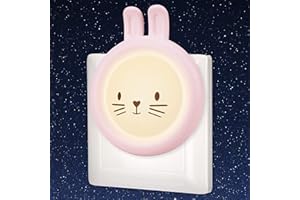 Annmore Lampka nocna z gniazdkiem dla dzieci, zając, światło do karmienia dziecka, dekoracja pokoju dziecięcego, pomoc w zasypianiu,