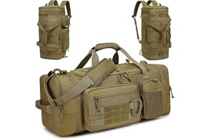 TONRUYN 3 i 1 Taktisk Sportväska för Män, Expanderbar Resväska Duffel 50-55L med Skofack och Ficka för Blöta Saker, Ryggsäck för Träning, Weekendäventyr och Utomhus