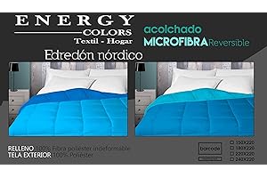 Energy Colors Textil - Hogar - Tokio - Relleno Nórdico 350 gr Reversible Liso Tacto Plumón Microfibra Otoño - Invierno (Azul, Cama 135 (220 x 220 cm))