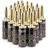 FosPower Banana Plugs 12 Pairs / 24 pcs, Closed Screw 24K Gold Plated Banana Speaker Plug Connectors for Speaker Wire, Wall P