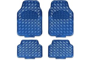 EVOKK Heavy Duty Universal Rubber Car Mats 5kg 64×41cm Blue, Non-Slip Deep Dish Car Floor Mats Front & Rear Set for Cars SUVs Vans, Waterproof All-Weather Protection, Car Mats Rubber Carpet Protector