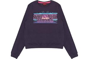 Popgear Stranger Things Logo Girls Cropped Sweatshirt Black Felpe alla Moda Bambine e Ragazze