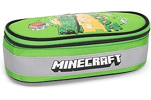 FRANCO COSIMO PANINI MINECRAFT oficjalny piórnik szkolny Minecraft, owalny piórnik dla dzieci, idealny do przechowywania artykułów piśmienniczych, z przegrodą wewnętrzną z elastycznymi szlufkami, praktyczne zamknięcie na