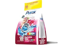 CLOVIN PUROX PUROX COLOR Lessive en Poudre Sensuelle Fleurs (120 Lavages) – pour Textiles Colorés, Parfum Floral, Élimine les Taches, Formule Optimisée, Anti-Calcaire, Sac 9,2 kg