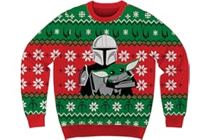 MAD ENGINE Star Wars The Mandalorian Grogu Team Holiday Christmas Sweater Licensed