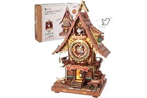 ROKR Puzzle 3D in Legno Orologio a cucù, Modellini da Costruire per Adulti, Puzzle 3D Kit di modellismo Regali Artigianali e Decorazioni, Cuckoo Clock Multicolore, LC901C