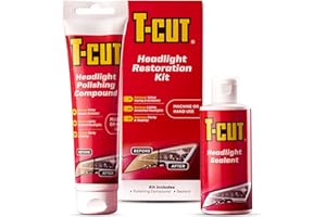 T-Cut Headlight Restoration Kit – Contains Headlight Polishing Compound & Sealant - Restores Light Scratches & Improves Clarity & Visibility