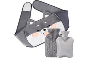 VALICLUD Langer Wärmflaschengürtel Mit Deckel 2Er-Pack Tragbarer Tiergummi-Wärmebeutel Mit Weicher Hand Für Kinder Erwachsene