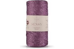 S SENSY Sensy Premium 2 mm 230 Meter Glitzer Polyester-Seil, 90% Polypropylen, 10% Polyesterschnur, Makramee-Kordel 2 mm Häkeltasche Kordel Makramee Seil Häkelgarn Geschenk für Strickwaren (Pflaume-Glitzer)