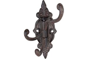 Esschert Design Haczyki ścienne, wieszak na płaszcze obrotowe, w kolorze rdzawobrązowym, ok. 5,7 cm x 9,3 cm x 14 cm