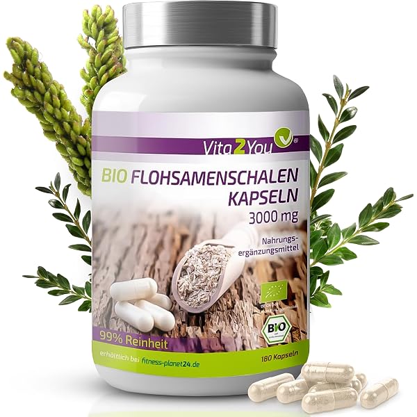 Flohsamenschalen Kapseln – 365 Stück à 600 Mg, Made In Germany, Laborgeprüft (Vitascout)