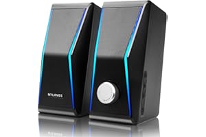 NYLAVEE Computer Speakers, Dynamic RGB Computer Speakers for Desktop, HiFi Stereo USB Powered PC Speakers, Bluetooth & 3.5mm Connection, 4 Dual-Magnetic Speaker & Extra Bass