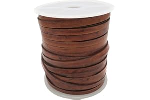 esnado Cordon en cuir plat, 7 mm de largeur, 1,5 mm d’épaisseur, 3 m de longueur (marron antique)