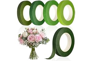 SADOKNS 5 Rouleaux Ruban de Fleuriste Vert , Floratape en Papier Crépon(5 Nuances de Vert Végétal), Bande Florale pour Bouquets de Fleurs, Arrangements Floraux, Bouquets de Mariage et Emballage de Tiges