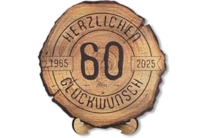 ‎DARO DESIGN DARO Design - Holzscheibe - 60 Jahre - Größe 30cm- Geschenk zum Jubiläum, 60 Geburtstag, Jahrestag - Herzlichen Glückwunsch 2025