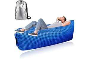 Aufblasbares Camping Sofa Strand, Dwafill 230*70CM Luftsofa Outdoor, Luftsack, Airlounge, Luft Sitzsack, Outdoor Liege Couch, für Picknicks, Gärten, Musikfestivals (Eindicken Gittertuch, Blaues Karo)