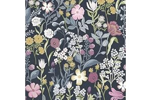 CiCiwind Peel and Stick Wallpaper 44×300cm Navy Floral Contact Paper Self Adhesive Wallpaper Blue Sticky Back Plastic Waterproof Vinyl Wrap Removable Wall Cabinets Decoritive Stick on Wallpaper