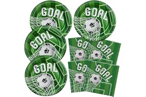 HNH Goal Football Paper Plates and Napkins Set Disposable Dinnerware for 20 Persons