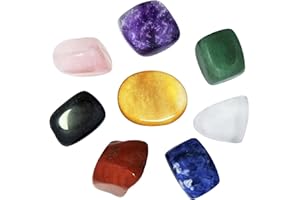 MINA HEAL Lot de 8 pierres chakra Cristaux de guérison, pour guérison, méditation, Reiki ou comme porte-bonheur ou pierres pouces