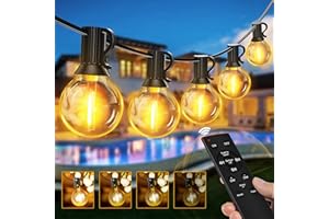 Ollny Festoon Lights Outdoor, 10m Christmas String Lights Mains Powered, 15+1 G40 Shatterproof Bulbs, Connectable Waterproof Garden Fairy Light with RF Remote/Timer/3 Modes for Outside Party Patio