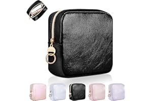 PLAYEXEN Petit Trousse Maquillage Femmes Trousse de Maquillage pour Rangement à Cosmétique Mini Trousse de Toilette Fille en Cuir PU pour Voyage Accessoires Cadeau Anniversaire Femme Filles Amie Maman(Noir)
