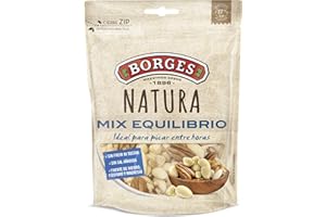 Borges - Cocktail Variado de Nueces de California, Almendras, Avellanas y Nueces Pecanas Natura Equilibrio - Con alto contenido en Ácidos Grasos, Ácido Linocélico, Fibra, Magnesio - Sin Gluten - 130g
