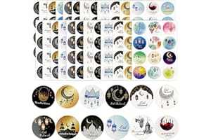 ENAIAH Eid Mubarak Aufkleber, 24 Blatt 288 Stücke Muslim Party Dekoration Aufkleber DIY Selbst Klebe Muslimischen Ramadan Party Aufkleber Runde Geschenke Verpackung Aufkleber