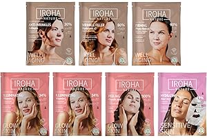 IROHA NATURE - Pack Cuidado Facial Tisú Completo (7 Mascarillas) | Cosmética Coreana para Cada Necesidad | Vitamina C, Colageno, Retinol, HA, Aloe, Glicólico