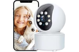 SECURITY TOYS Cámara Vigilancia WiFi Interior, Camara IP 1080P de Seguridad con Detección de Movimiento y Visión Nocturna, Camara Vigilancia de Bebé con Audio Bidireccional Compatible iOS Android CON LUCES