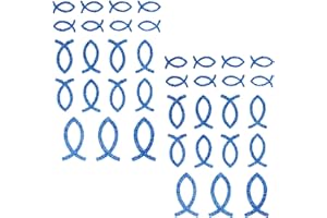 Oblique Unique® 38 Stück Fisch Glitzer Effekt - Farbe wählbar - zum Verzieren oder Aufkleben oder Einkleben von Karten - Kommunion Taufe Deko Tischdeko (Königsblau)