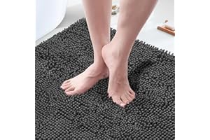 HOMEK Tapis de Bain en Chenille, 90 x 120 cm Super Absorbant Antidérapant, Tapis d'Entrée Salle de Bain, Doux Confortable, Séchage Rapide, Lavable en Machine, Intérieur Extérieur Chambre Cuisine
