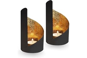 Gadgy Czarne świeczniki, zestaw 2 świeczników, złoty świecznik, bożonarodzeniowe świeczniki, metalowy świecznik, dekoracje stołowe, marokańska dekoracja domu