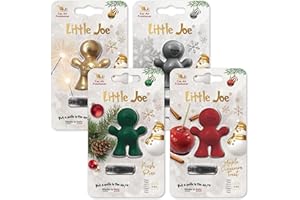 Little Joe Standard Christmas Car Air Freshener, 45-Day Long-Lasting Fragrance, Strong Scented Vent Clip for Car Interior Home & Office - 4 Pack Xmas Mix