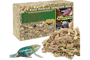 Riare Mousse de Sphaigne pour Reptiles, Mousse pour Reptiles Naturelle Séchée, Litière en Tourbe de Sphaigne pour Grenouilles, Gecko Léopard, Tortues, Anolis, Salamandres (Riare-Pet Moss-400g)
