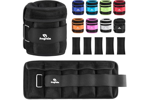 Fragraim Poids Cheville Ajustables, Poids Poignet, Leste Cheville 1-1,5/2/3/4/5/6/8/10 KG par Paire avec Poids Amovible pour Le Jogging, la Gymnastique, L'aérobic, la Thérapie Physique