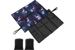 HAOYULUO 2 Stück Outdoor Sitzkissen Faltbar, Wasserdicht, Thermo, mit 2 Aufbewahrungstaschen, für Reisen, Picknick, Wandern, etc. (Schwarz + Blau)