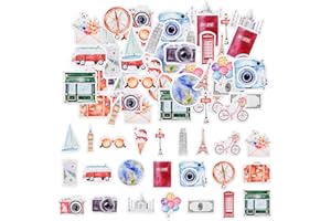 SHANFAA 46pcs Aufkleber für Scrapbooking Kleine Scrapbook Aufkleber Set, Journaling Bullet Junk Journal Supplies, Planer, Kid DIY Art Crafts, Laptop, Koffer (Travel)