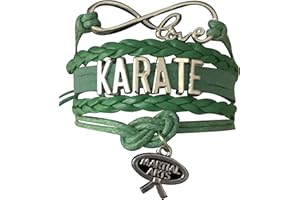 Sportybella Karate Charm Bracelet - Infinity Karate Adjustable Charm Bracelet with Martial Arts Charm for Women and Girls