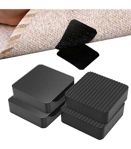 16 Patins Antidérapants Pour Tapis – Double Face, Lavables, Réutilisables – Fixation Sur Carrelage, Parquet, Stratifié – Sécurité Anti-glisse Maison/bureau
