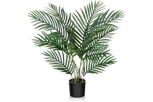 ‎FOPAMTRI Fopamtri Kunstpflanzen Groß Areca Kunstpalme 60 cm im Topf Künstliche Pflanze Tropical Hawaii Grün Fake Plant für Schlafzimmer Büro Garten Hochzeit Party Deco (1 Stück)
