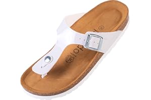 Palado tongs femme cuir Kos - mule femme été moderne avec semelle en liège naturel - chaussures pour femmes avec semelle en daim fin - sandale orthopedique avec séparateur d'orteils