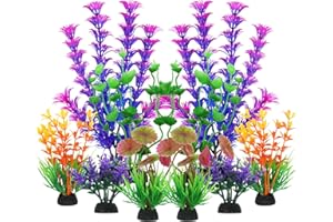 QUOZUO Bunt Aquarium Pflanzen Deko, 10 Stück Aquariumdekor Künstliche Pflanzen fur Aquarium, aquariumpflanzen Dekoration