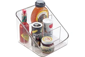 INTERDESIGN iDesign Organizer cucina, Grande contenitore cucina in plastica con 3 scomparti, Scatola cucina salvafreschezza ideale per confezioni e spezie, trasparente